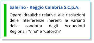 Salerno - Reggio Calabria S.C.p.A. Opere idrauliche relative  alle risoluzioni delle interferenze inerenti le varianti della condotta degli Acquedotti Regionali ’’Vina’’ e ‘’Caforchi‘’