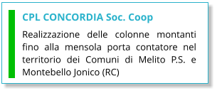 CPL CONCORDIA Soc. Coop Realizzazione delle colonne montanti fino alla mensola porta contatore nel territorio dei Comuni di Melito P.S. e Montebello Jonico (RC)