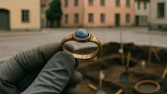 Scoperto a Tønsberg un anello d’oro medievale con pietra blu: cosa rivela lo scavo