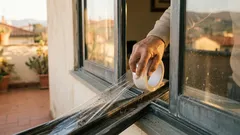 Il trucco della pellicola aderente per tenere puliti i binari delle finestre